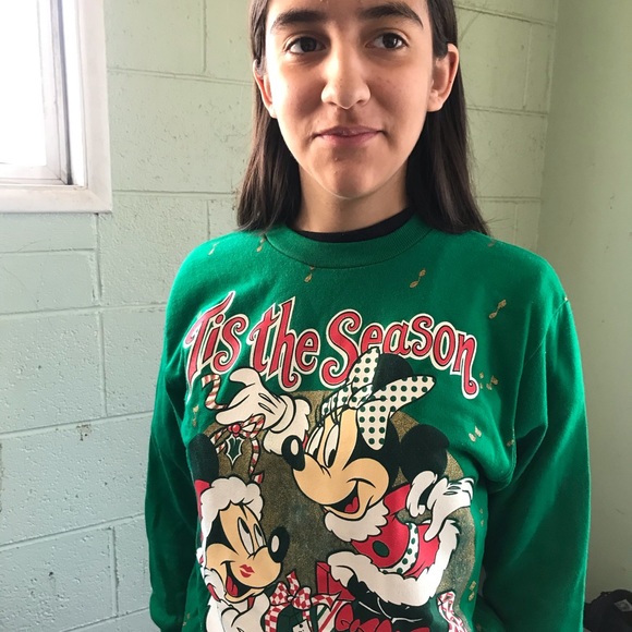 Vtg Mickey Minnie Christmas Sweatshirt 
